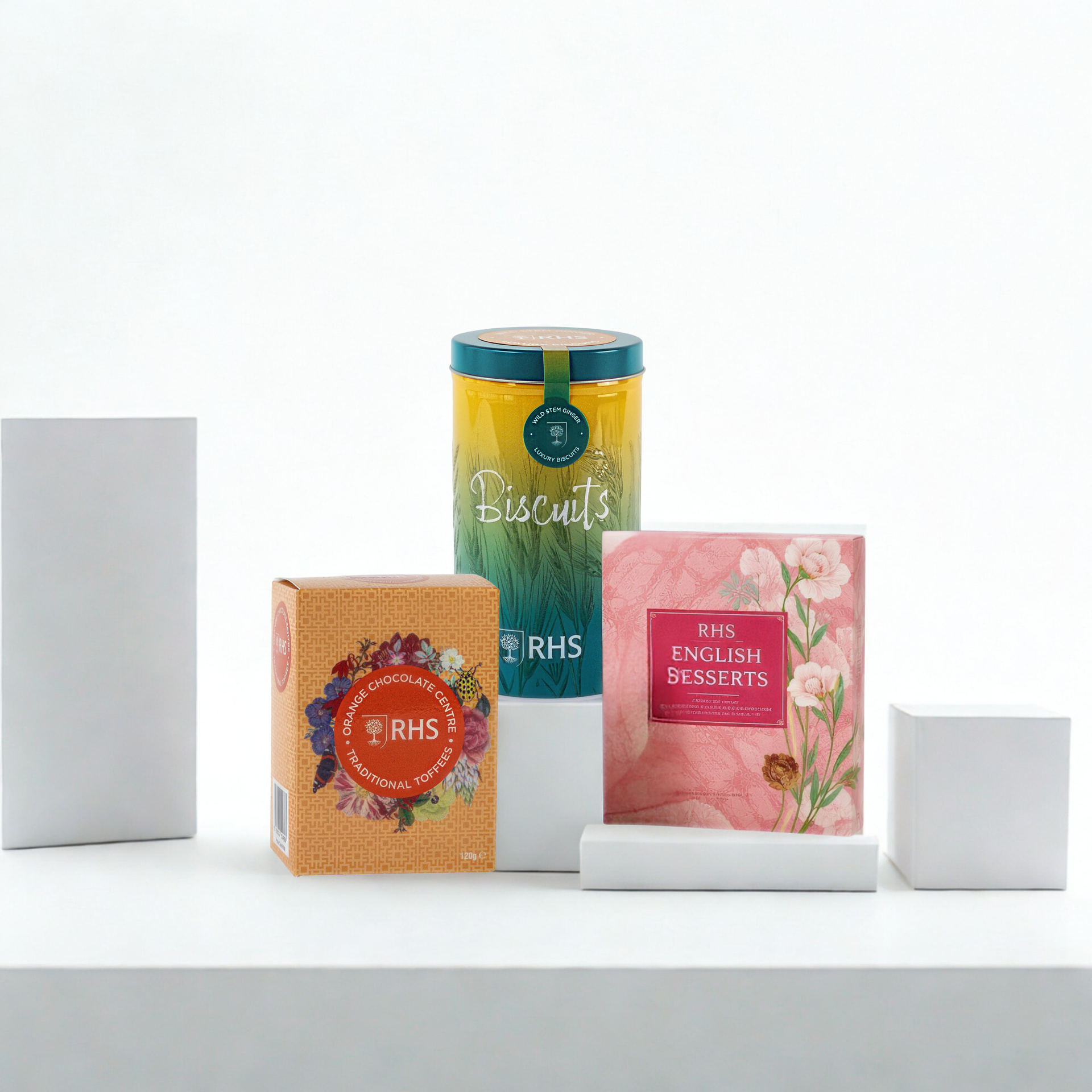RHS Luxury Food Gift Hamper – Chocolate Toffees, Stem Ginger Biscuits &amp; English Dessert Chocolates