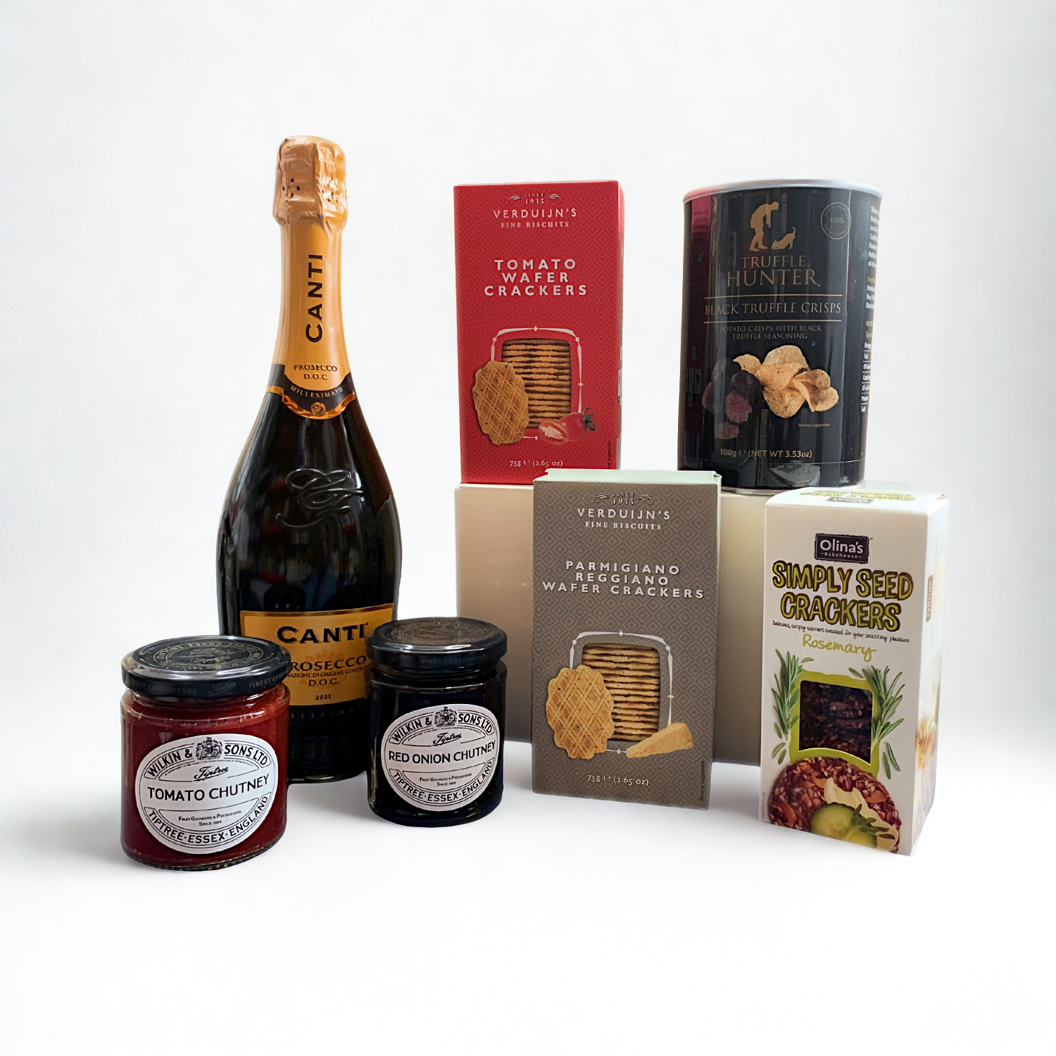 Prosecco Gift Hamper with Crackers &amp; Chutneys – Luxury Savoury Selection