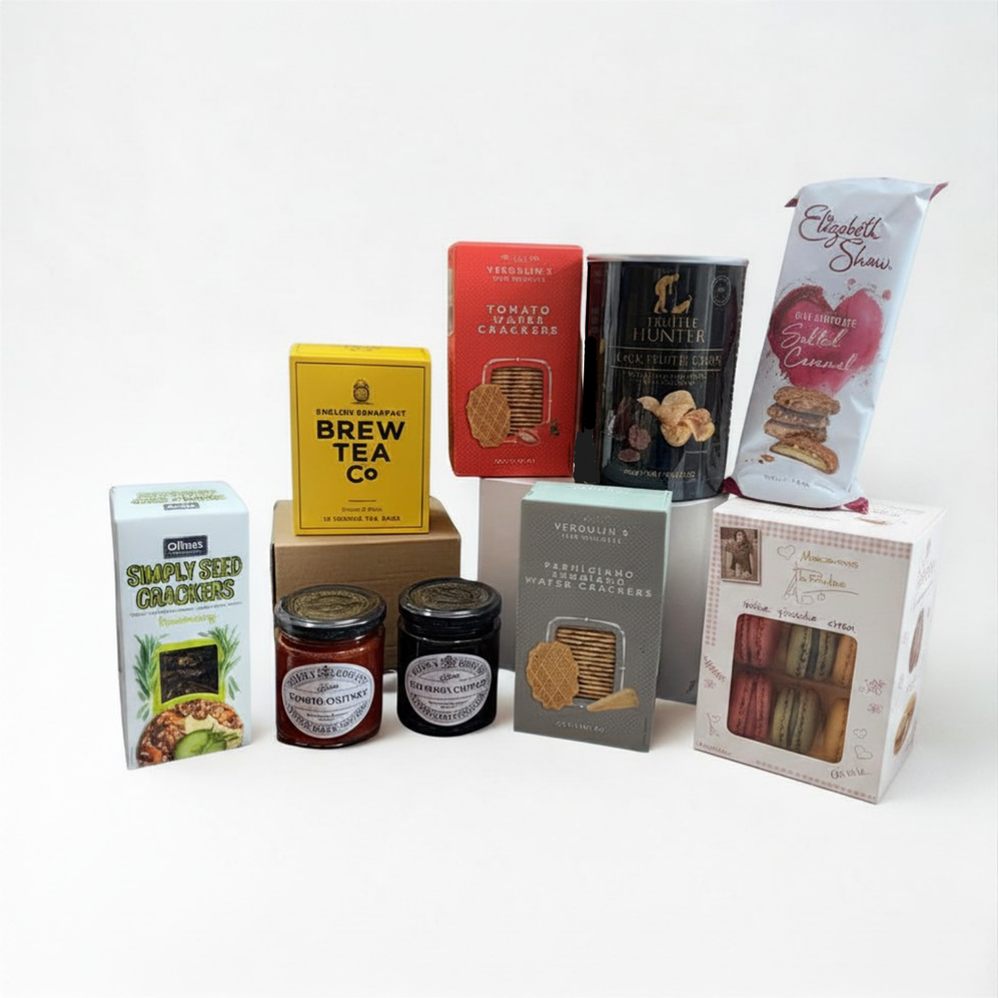 Luxury Sweet &amp; Savoury Gift Hamper – Tea, Macarons, Crackers &amp; Gourmet Treats
