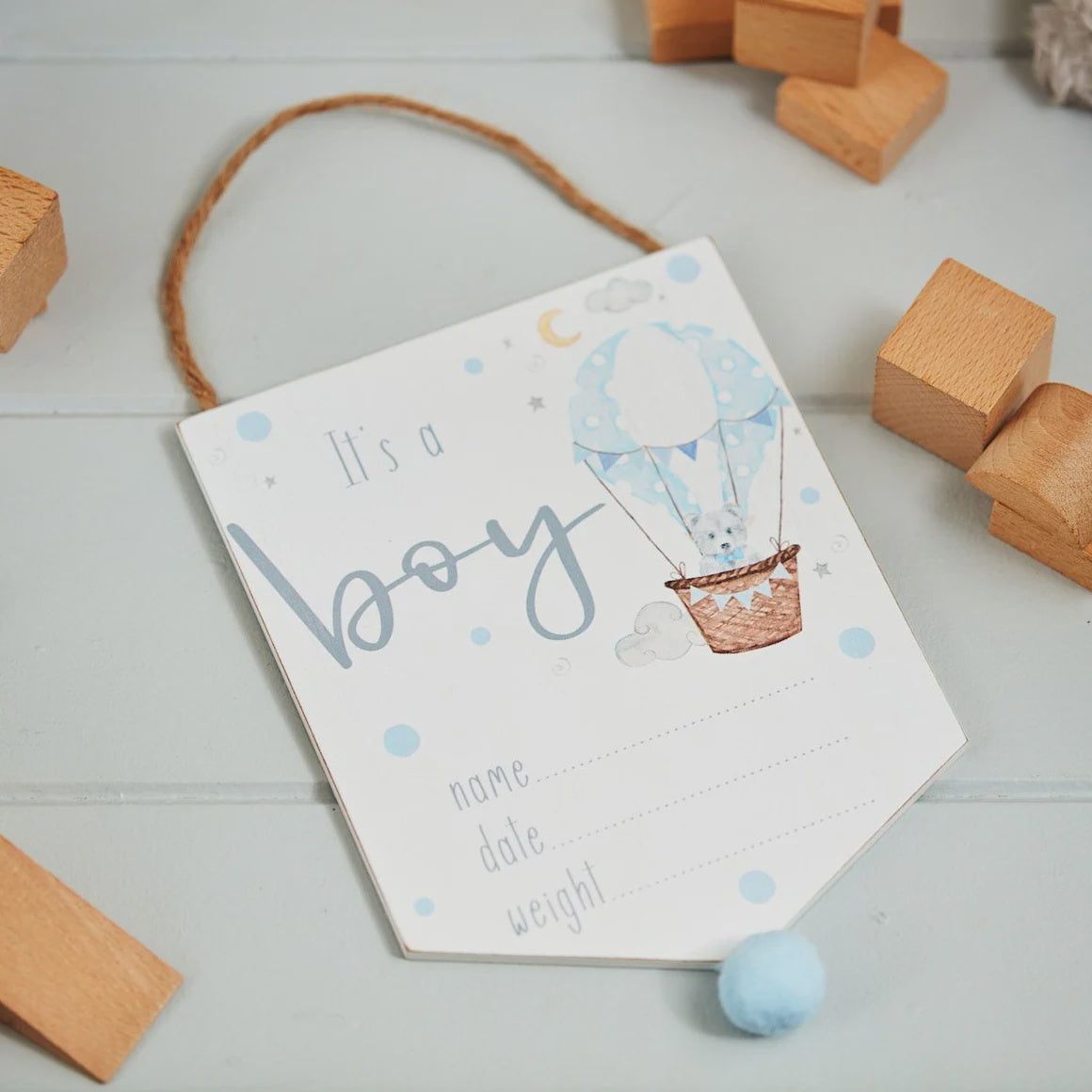 Luxury Baby Boy Gift Hamper – 0–3 Months Sleepsuit, Knitted Blanket, Rattle &amp; Keepsake Gift Set