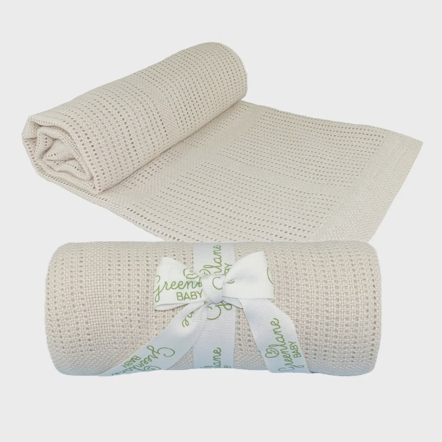Luxury Neutral Baby Gift Hamper – Knitted Blanket, Wooden Rattle &amp; Elephant Teether Gift Set