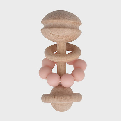 Luxury Baby Girl Gift Hamper – Knitted Blanket, Wooden Rattle, Elephant Teether &amp; Milestone Cards Gift Set